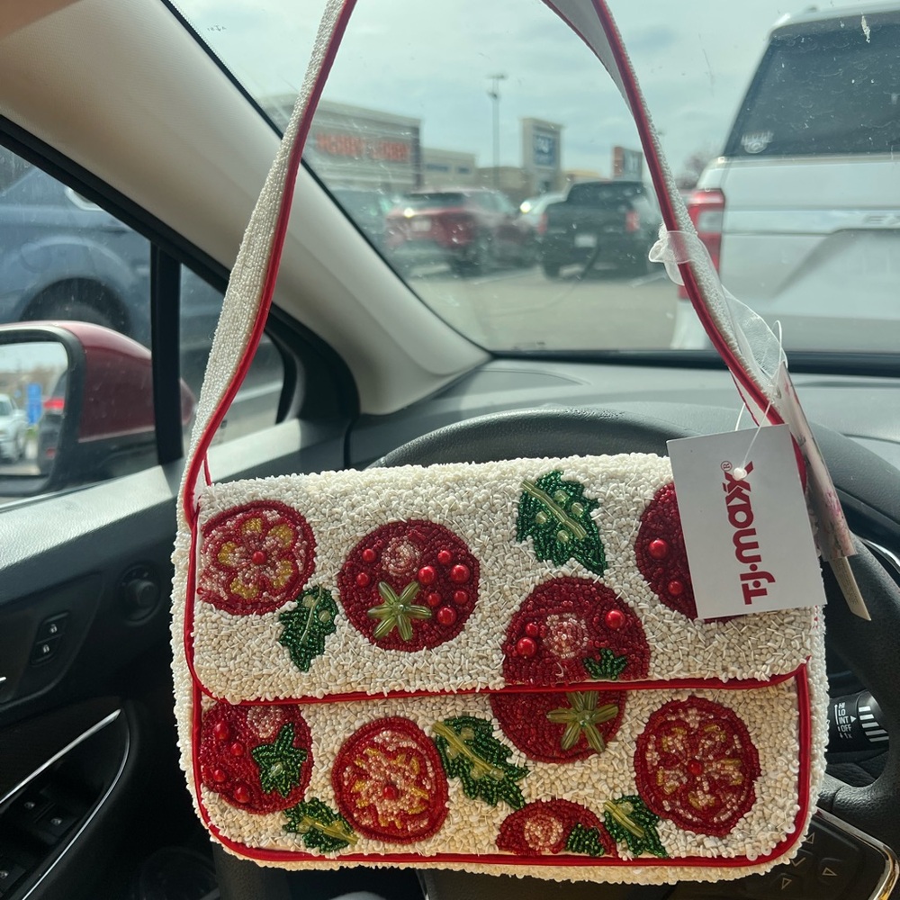 Tomato Beaded Bag/Shoulder Purse